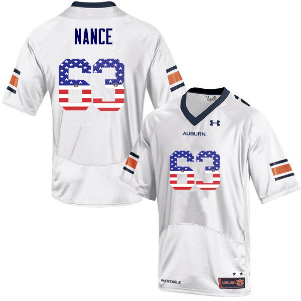 Auburn Tigers Men's Peyton Nance #63 White Under Armour Stitched College USA Flag Fashion NCAA Authentic Football Jersey VOV5274FV